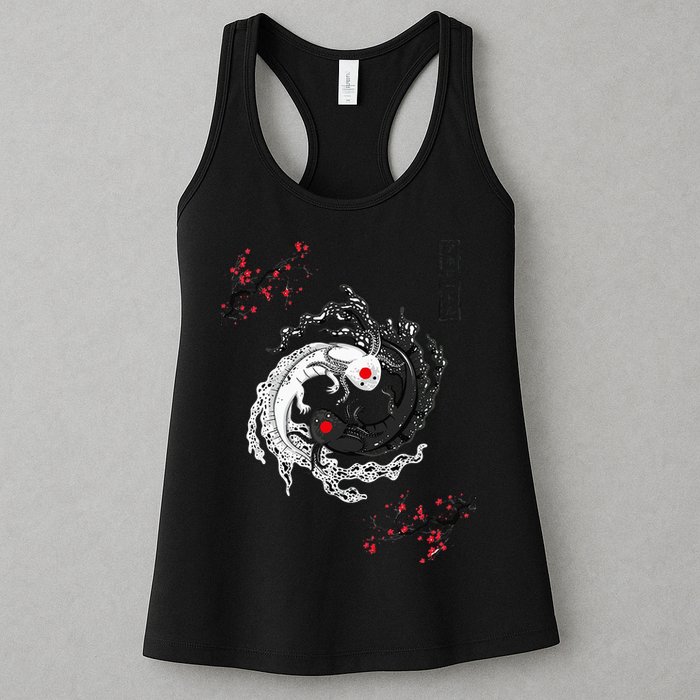 Japanese Yin Yang Axolotls Art Graphic Anime Axolotl Lover Womens Tank Top