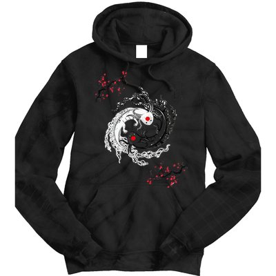 Japanese Yin Yang Axolotls Art Graphic Anime Axolotl Lover Tie Dye Hoodie