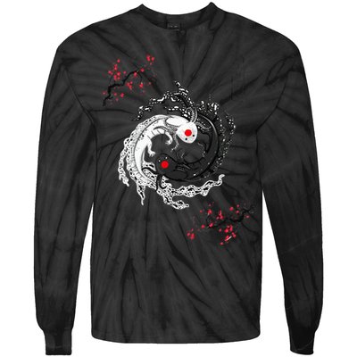 Japanese Yin Yang Axolotls Art Graphic Anime Axolotl Lover Tie-Dye Long Sleeve Shirt