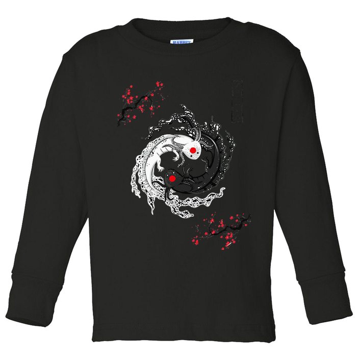 Japanese Yin Yang Axolotls Art Graphic Anime Axolotl Lover Toddler Long Sleeve Shirt