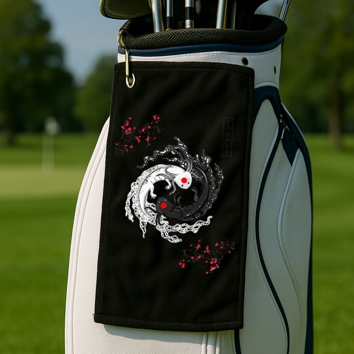 Japanese Yin Yang Axolotls Art Graphic Anime Axolotl Lover Golf Towel