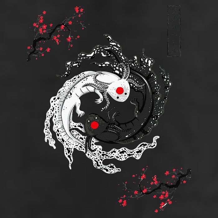 Japanese Yin Yang Axolotls Art Graphic Anime Axolotl Lover Microfiber Hand Towel