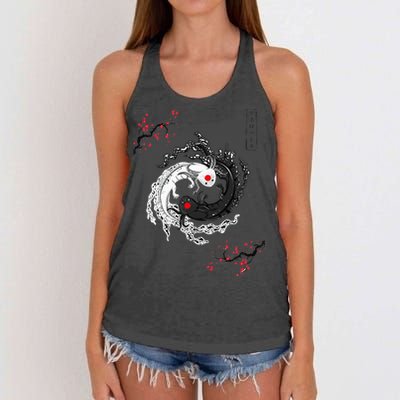 Japanese Yin Yang Axolotls Art Graphic Anime Axolotl Lover Women's Knotted Racerback Tank