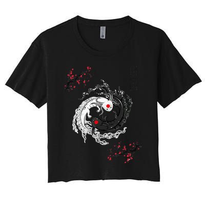 Japanese Yin Yang Axolotls Art Graphic Anime Axolotl Lover Crop Top