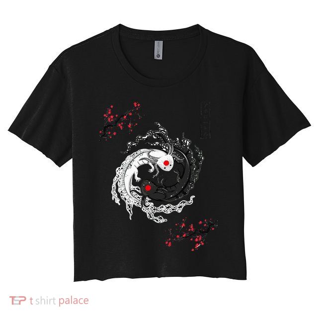Japanese Yin Yang Axolotls Art Graphic Anime Axolotl Lover Crop Top
