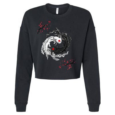 Japanese Yin Yang Axolotls Art Graphic Anime Axolotl Lover Cropped Pullover Crew