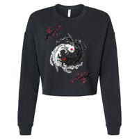 Japanese Yin Yang Axolotls Art Graphic Anime Axolotl Lover Cropped Pullover Crew