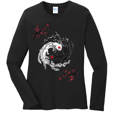Japanese Yin Yang Axolotls Art Graphic Anime Axolotl Lover Ladies Long Sleeve Shirt