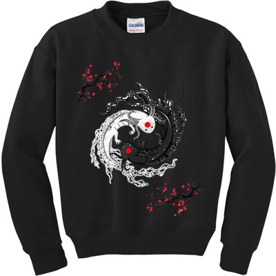 Japanese Yin Yang Axolotls Art Graphic Anime Axolotl Lover Kids Sweatshirt