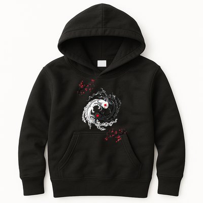 Japanese Yin Yang Axolotls Art Graphic Anime Axolotl Lover Kids Hoodie