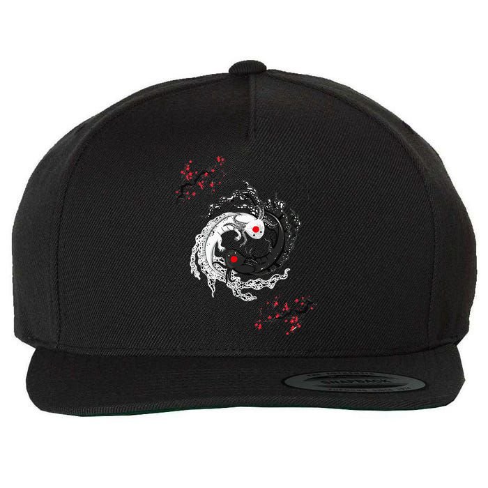 Japanese Yin Yang Axolotls Art Graphic Anime Axolotl Lover Wool Snapback Cap
