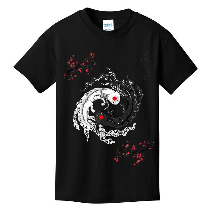 Japanese Yin Yang Axolotls Art Graphic Anime Axolotl Lover Kids T-Shirt