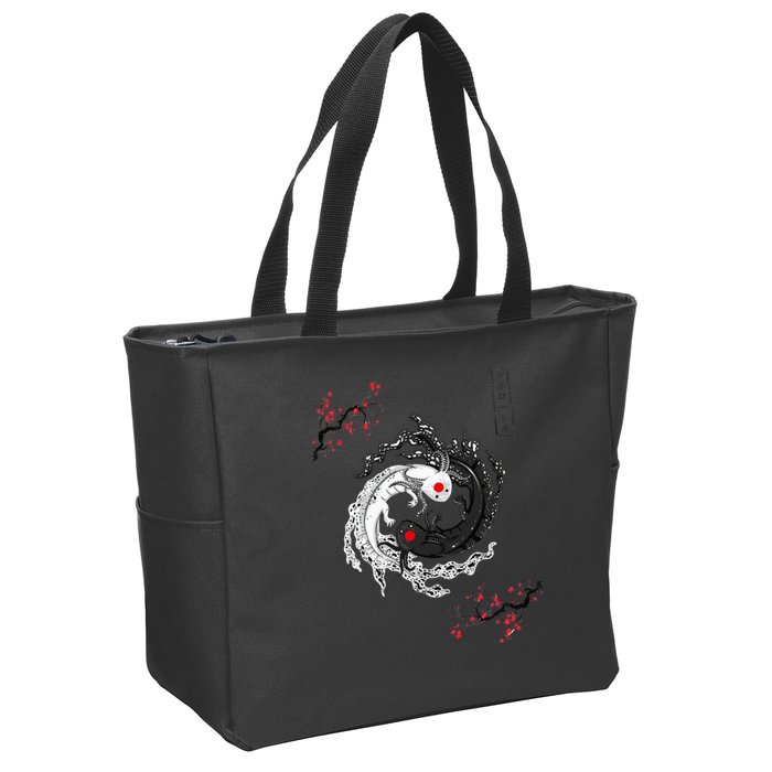Japanese Yin Yang Axolotls Art Graphic Anime Axolotl Lover Zip Tote Bag
