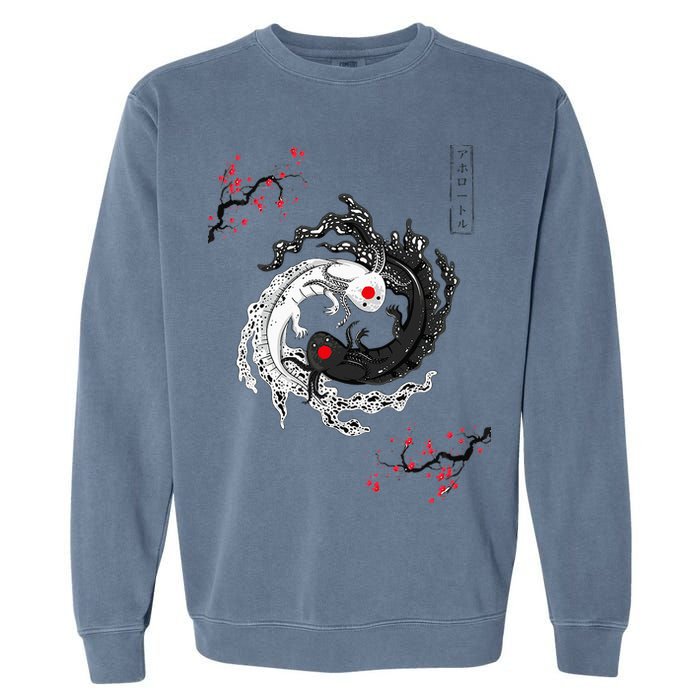 Japanese Yin Yang Axolotls Art Graphic Anime Axolotl Lover Garment-Dyed Sweatshirt