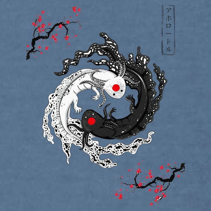 Japanese Yin Yang Axolotls Art Graphic Anime Axolotl Lover Garment-Dyed Sweatshirt