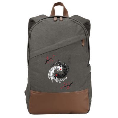Japanese Yin Yang Axolotls Art Graphic Anime Axolotl Lover Cotton Canvas Backpack