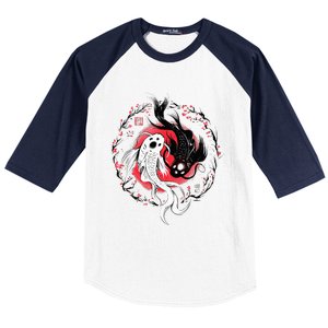 Japanese Yin Yang Koi Fish Art Baseball Sleeve Shirt