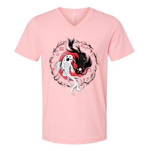 Japanese Yin Yang Koi Fish Art V-Neck T-Shirt