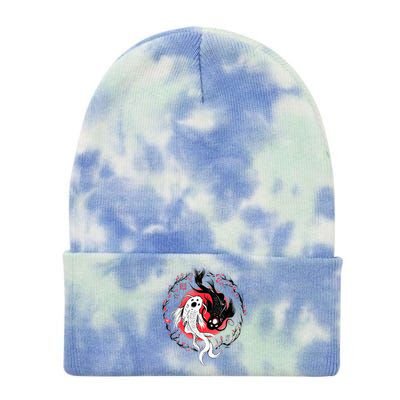 Japanese Yin Yang Koi Fish Art Tie Dye 12in Knit Beanie