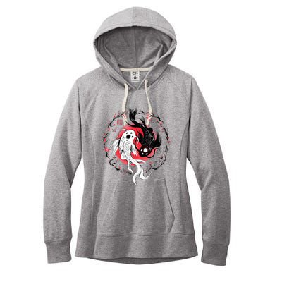 Japanese Yin Yang Koi Fish Art Women's Fleece Hoodie