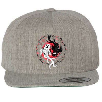 Japanese Yin Yang Koi Fish Art Wool Snapback Cap