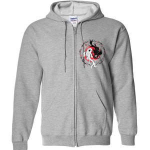 Japanese Yin Yang Koi Fish Art Full Zip Hoodie