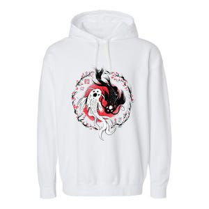 Japanese Yin Yang Koi Fish Art Garment-Dyed Fleece Hoodie