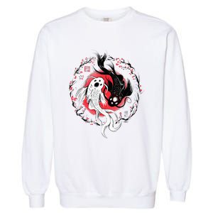 Japanese Yin Yang Koi Fish Art Garment-Dyed Sweatshirt