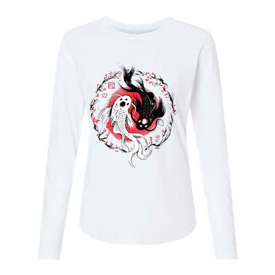 Japanese Yin Yang Koi Fish Art Womens Cotton Relaxed Long Sleeve T-Shirt