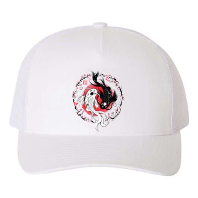 Japanese Yin Yang Koi Fish Art Yupoong Adult 5-Panel Trucker Hat