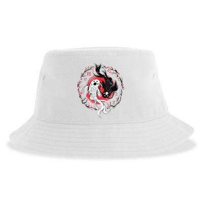 Japanese Yin Yang Koi Fish Art Sustainable Bucket Hat