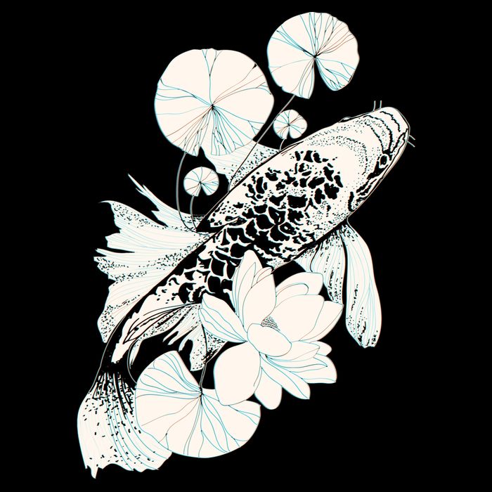 Japanese Zen Koi Fish Pond V-Neck T-Shirt