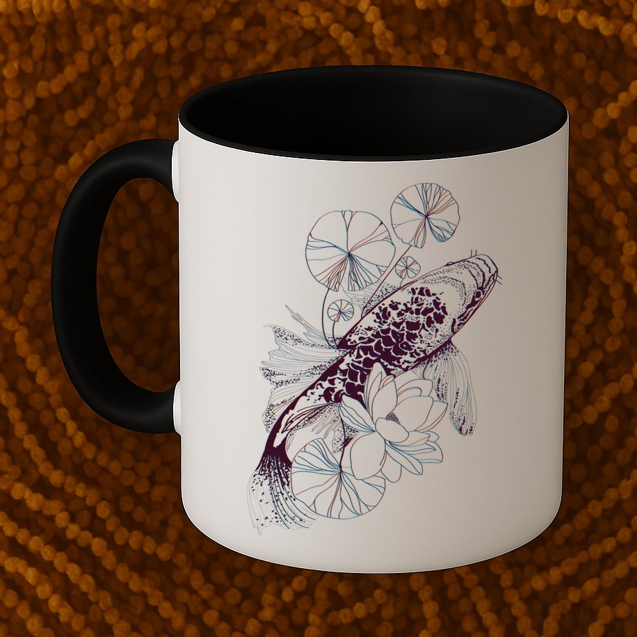 Japanese Zen Koi Fish Pond Mug
