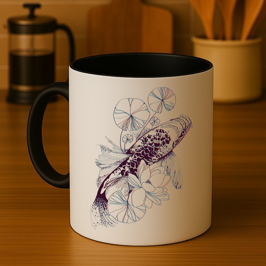 Japanese Zen Koi Fish Pond Mug
