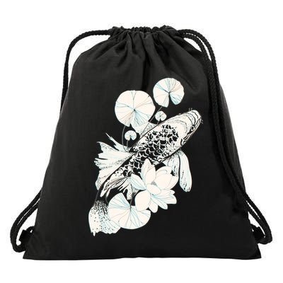 Japanese Zen Koi Fish Pond Drawstring Bag