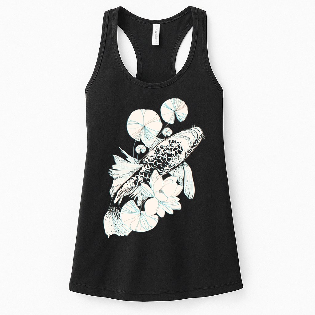 Japanese Zen Koi Fish Pond Womens Tank Top