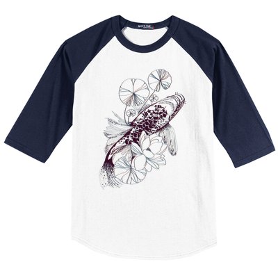 Japanese Zen Koi Fish Pond Baseball Sleeve Shirt