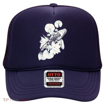 Japanese Zen Koi Fish Pond High Crown Mesh Back Trucker Hat