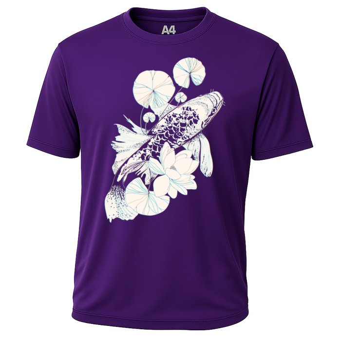 Japanese Zen Koi Fish Pond Cooling Performance Crew T-Shirt