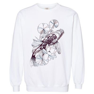 Japanese Zen Koi Fish Pond Garment-Dyed Sweatshirt