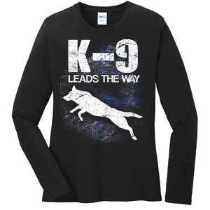 K-9 Leads The Way Ladies Long Sleeve Shirt