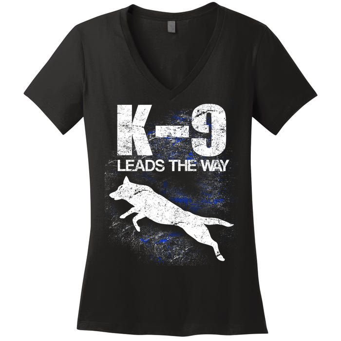 K-9 Leads The Way Women's V-Neck T-Shirt