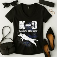 K-9 Leads The Way Women's V-Neck T-Shirt