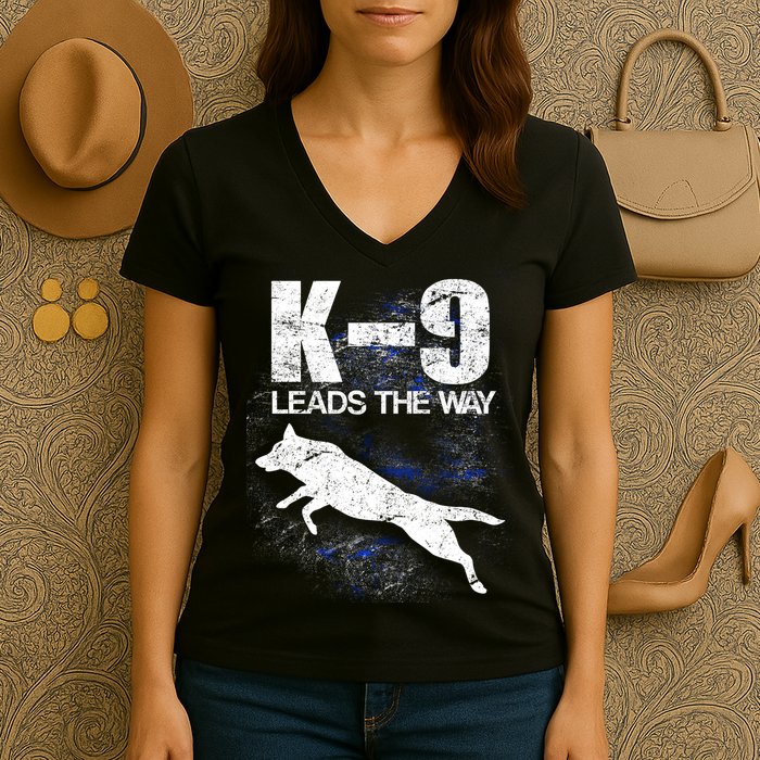 K-9 Leads The Way Women's V-Neck T-Shirt