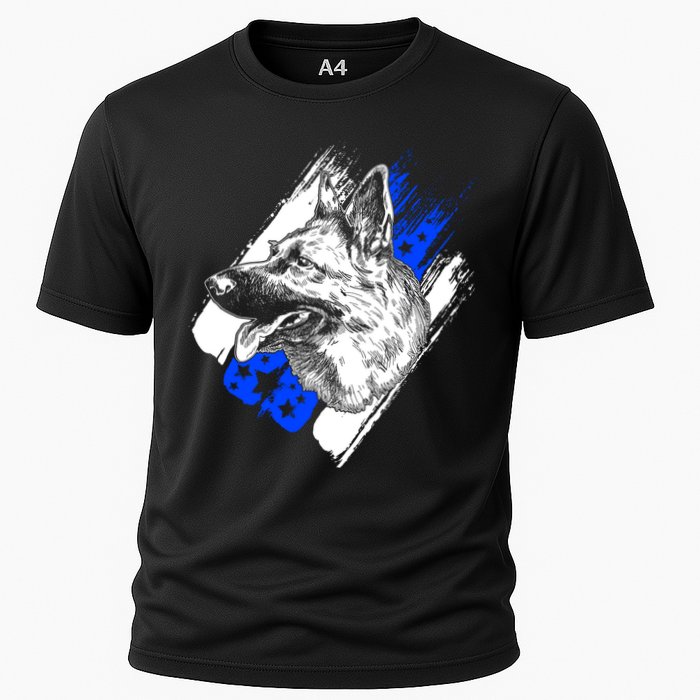 K-9 Police Dog Blue Line Cooling Performance Crew T-Shirt