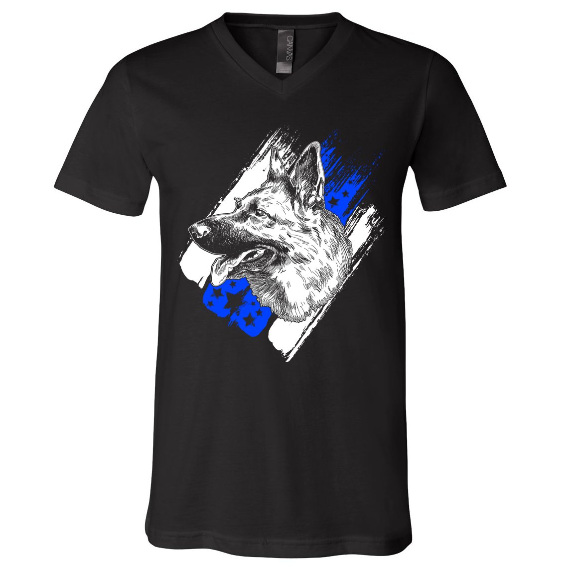 K-9 Police Dog Blue Line V-Neck T-Shirt