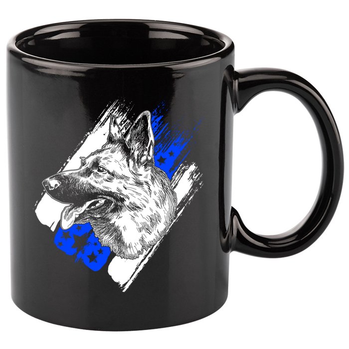 K-9 Police Dog Blue Line 11oz C Handle Ceramic Mug