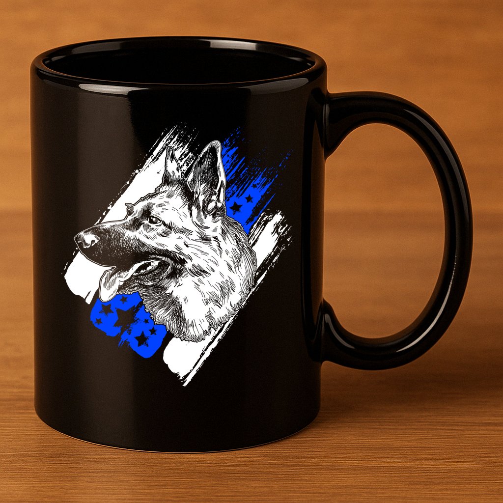 K-9 Police Dog Blue Line 11oz C Handle Ceramic Mug