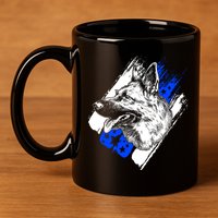 K-9 Police Dog Blue Line 11oz C Handle Ceramic Mug