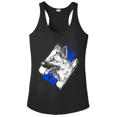 K-9 Police Dog Blue Line Ladies PosiCharge Competitor Racerback Tank